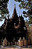 Myanmar - Mandalay, Shwe In Bin Kyaung a wonderful example of the Burmese unique teak architecture and wood-carving art. 